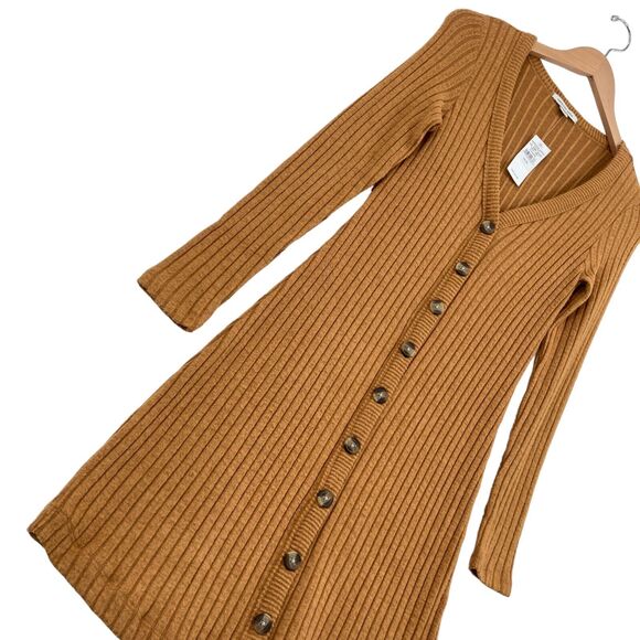 American Eagle Outfitters Sweater Dress Womens XS Camel Color Knit Viscose Blend - Picture 6 of 16